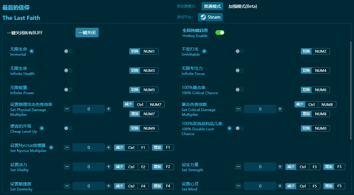 最后的信仰多功能修改器